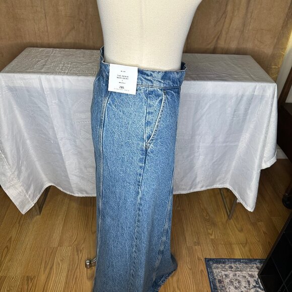 ZARA Denim A-Line Flared Maxi Skirt, Small - Picture 4 of 5